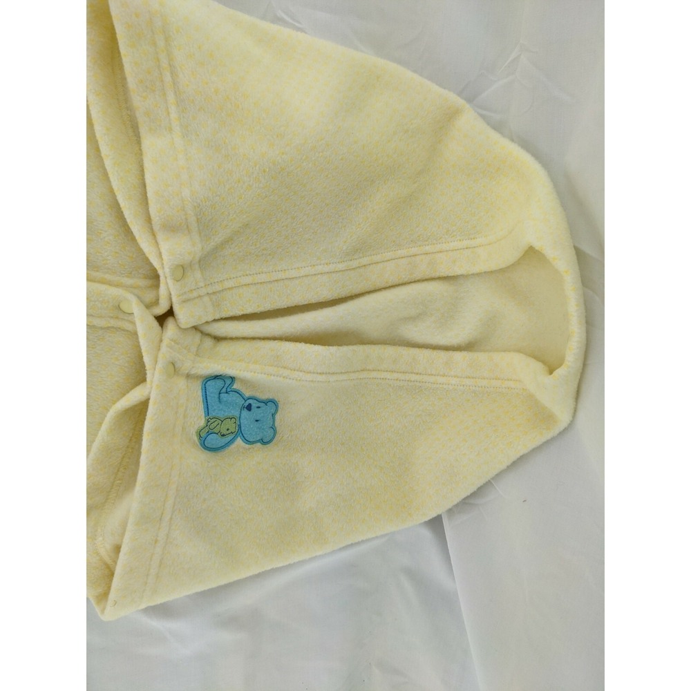 Carters Child of Mine Yellow Bunting Baby Blanket Snaps 33x33 Inch Blue Bear - Picture 2 of 5